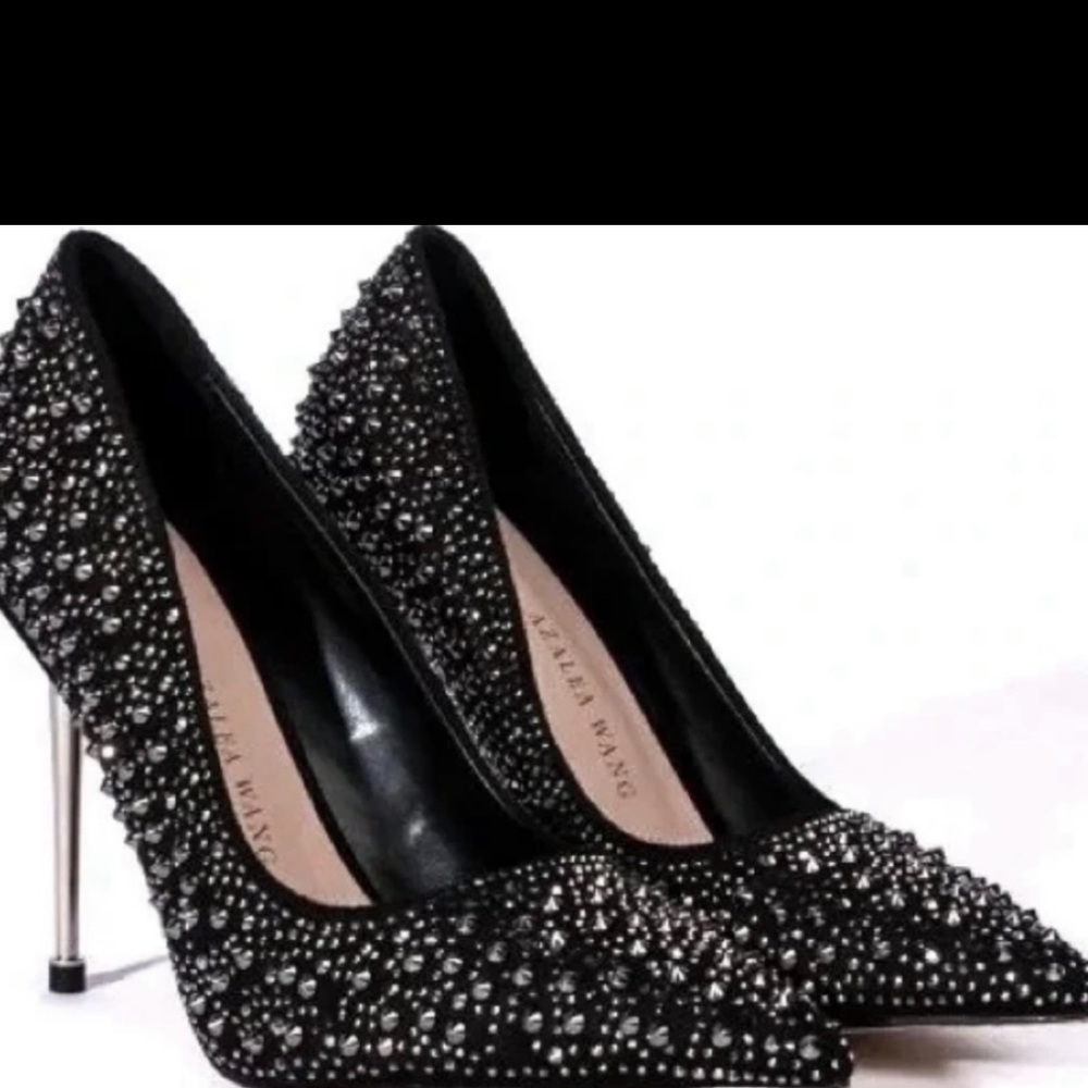 Elegant Black Studded Embellished Heels